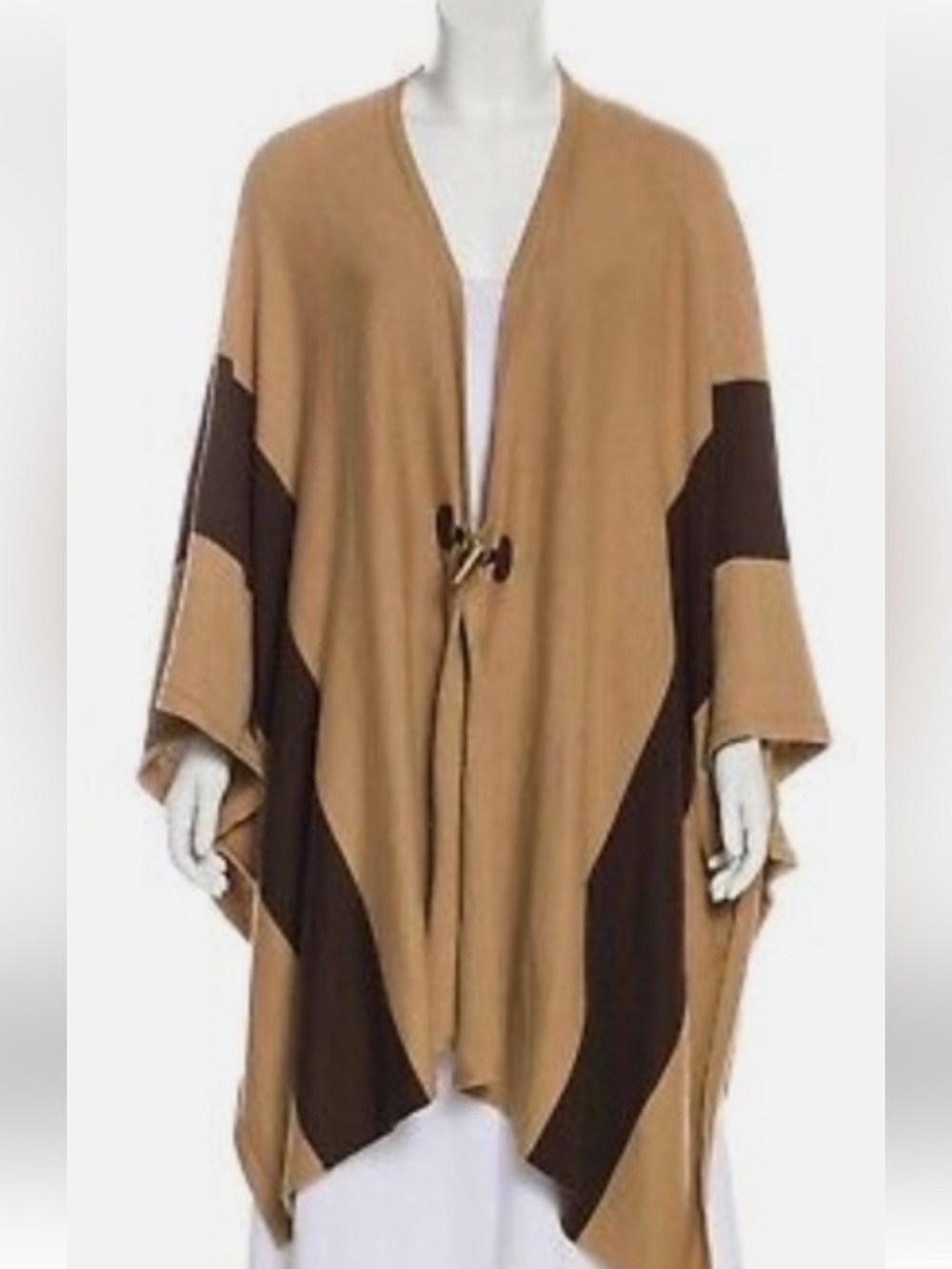 Michael Kors Camel and Chocolate Open-Front Poncho